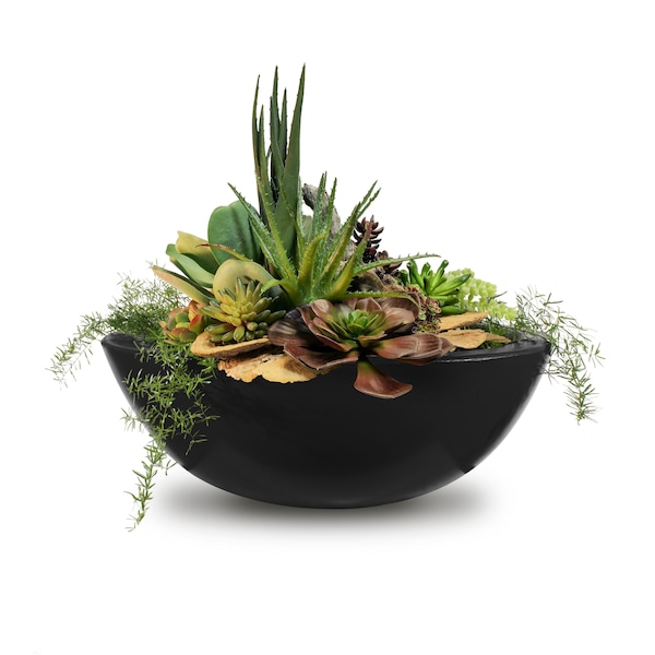 The Outdoor Plus 33 Round Sedona Planter Bowl - GFRC Concrete - Black - OPT-33RP-BLK - main